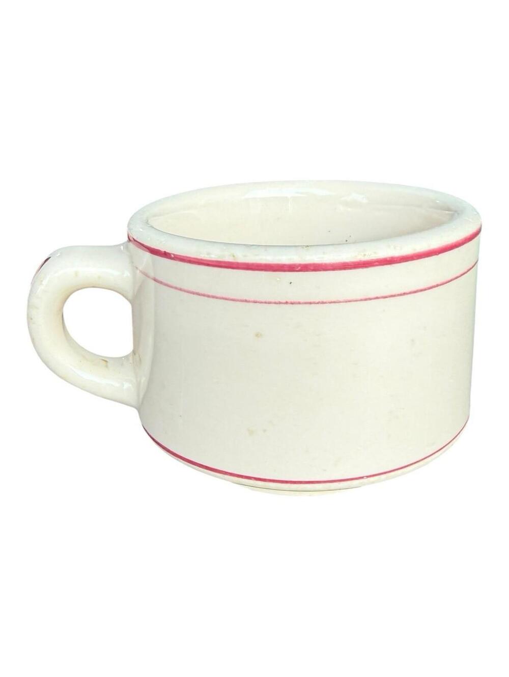 Sterling China Desert Tan Mug Red Stripe Diner Ware USA Vintage